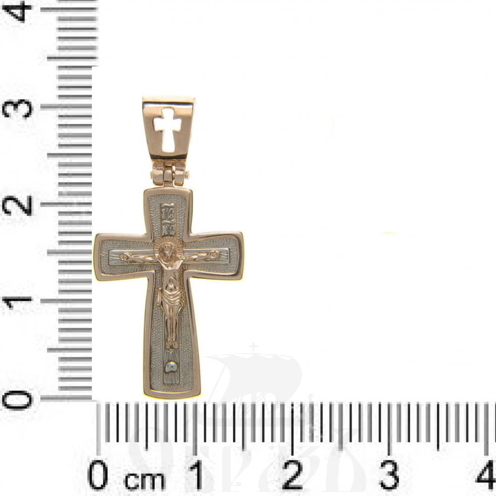 золотой крест с иисусовой молитвой, 585 проба красного и белого цвета (арт. п30052-з5кб)