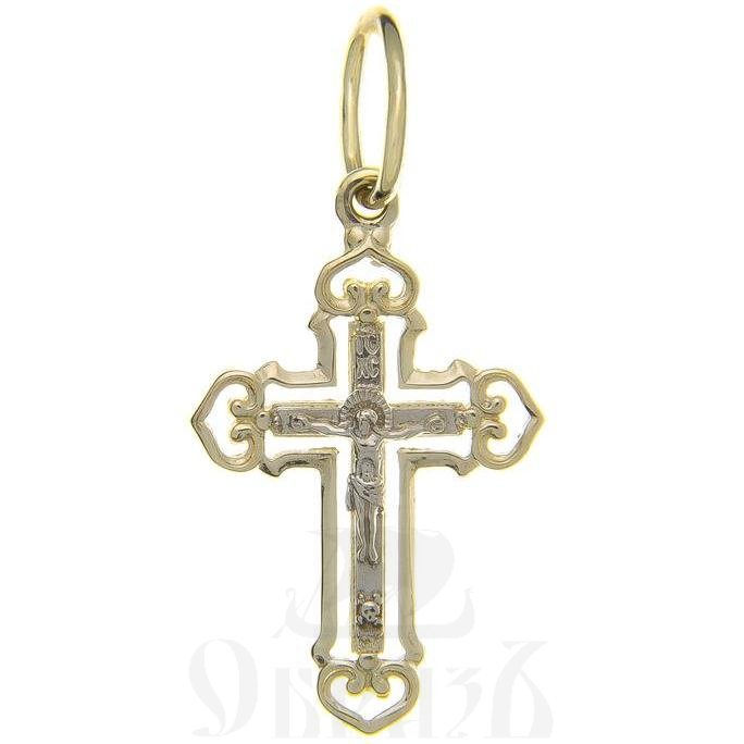 золотой крест с молитвой "спаси и сохрани", 585 проба желтого и белого цвета (арт. п10108-з5жб)