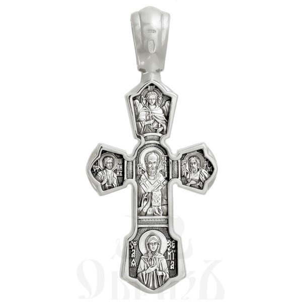 крест «распятие. свт. николай чудотворец», золото 585 проба белое (арт. 201.243-3)